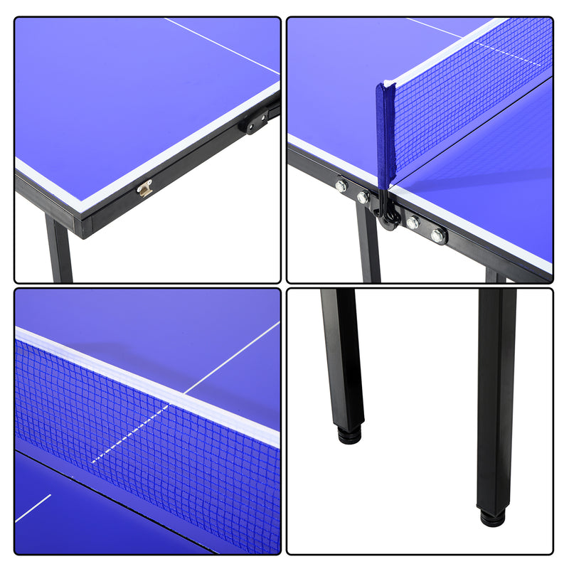 Tavolo da Ping Pong Pieghevole in Legno MDF 153x76.5x67 cm Blu e Nero -8