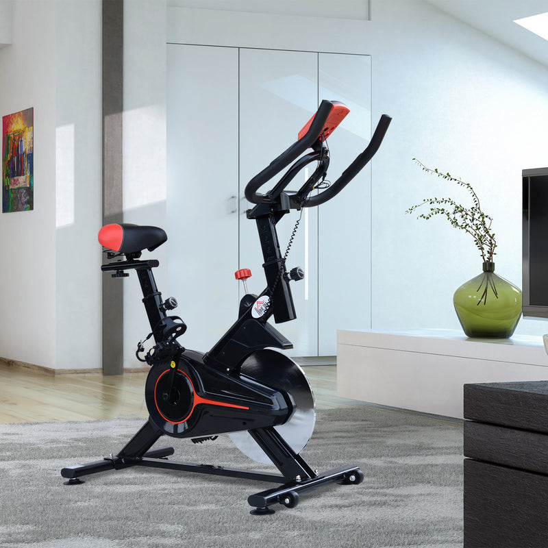 Cyclette per Allenamento Aerobico con Display LCD Nero e Rosso -5