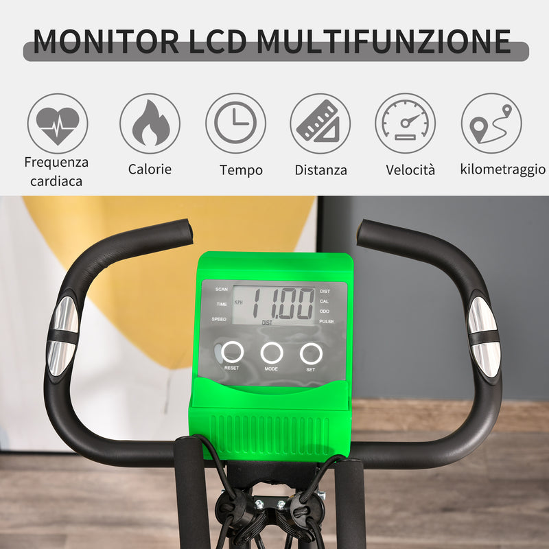 Cyclette Magnetica Pieghevole con Display LCD Verde-6