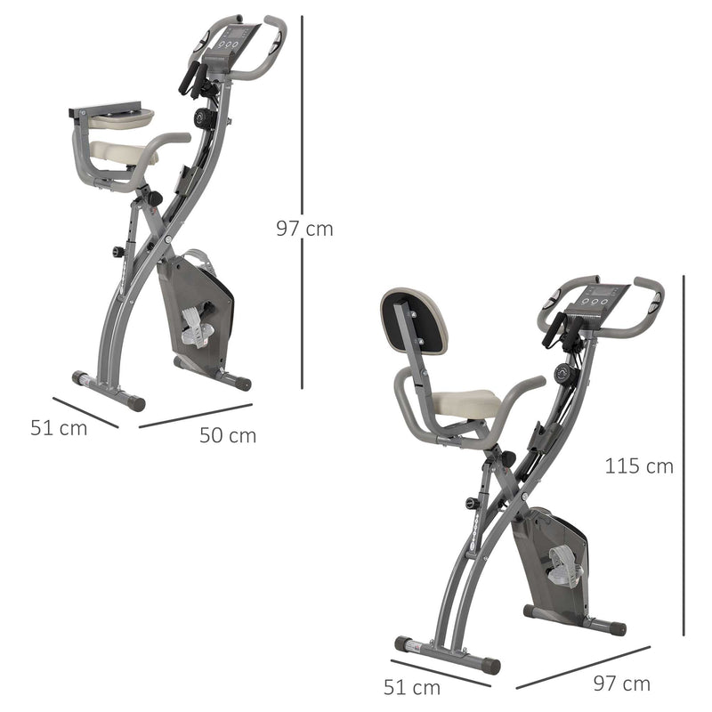 Cyclette Magnetica Pieghevole 97x51x115 cm con Bande Elastiche in Acciaio Grigia-3