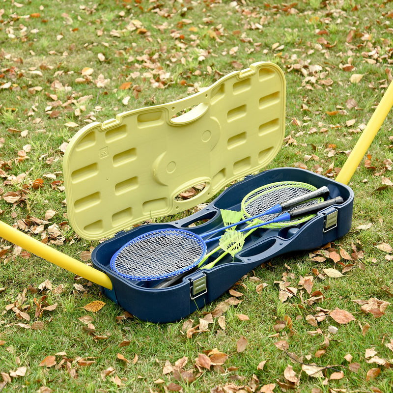 Set da Badminton Tennis Portatile per Adulti e Bambini con Racchette e Accessori  Giallo e Blu-8