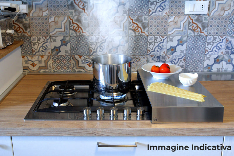Copri Fornelli da Cucina 56,5x30x7,5 cm in Ferro Lisa Luxury Plan Plus Bianco-2