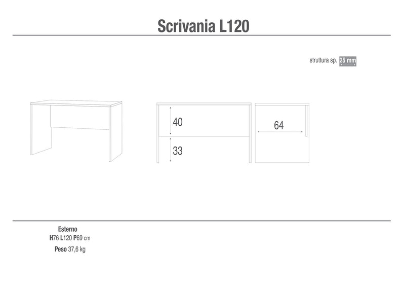 Scrivania 120x76x69 cm Cemento-2