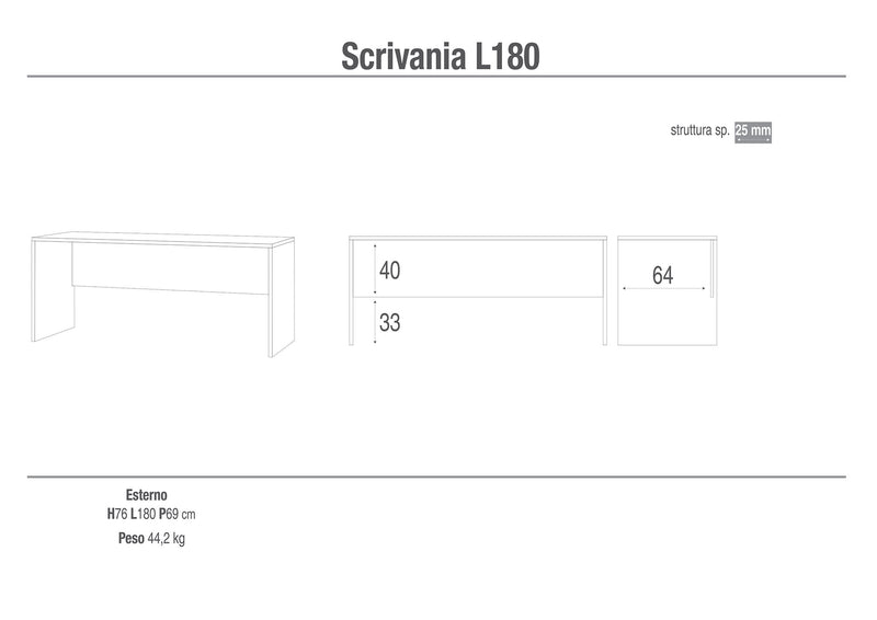 Scrivania 180x76x69 cm Cemento-2