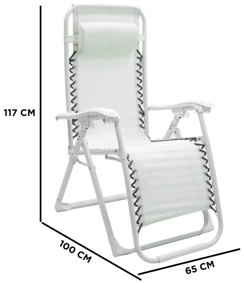 Sedia Sdraio Zero Gravity Reclinabile Pieghevole in Acciaio e