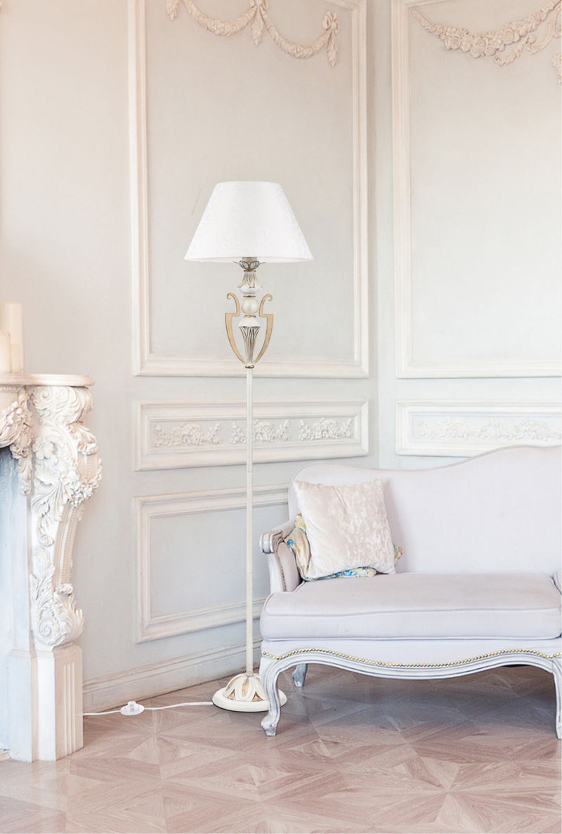 Lampada da terra Elegant in Metallo Monile Bianco con Oro-2