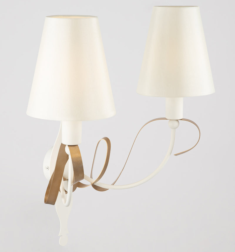 Lampada da parete Elegant in Metallo Intreccio Bianco con Oro