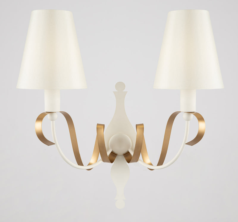 Lampada da parete Elegant in Metallo Intreccio Bianco con Oro