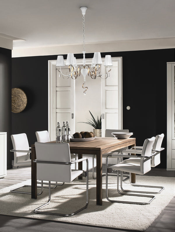 Lampadario Elegant in Metallo Intreccio Bianco con Oro prezzo