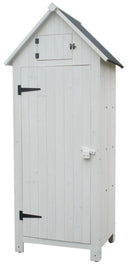 Casetta Box da Giardino 77x55xH179 cm in Legno di Abete 10mm Bianco Armoire-1