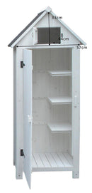 Casetta Box da Giardino 77x55xH179 cm in Legno di Abete 10mm Bianco Armoire-6