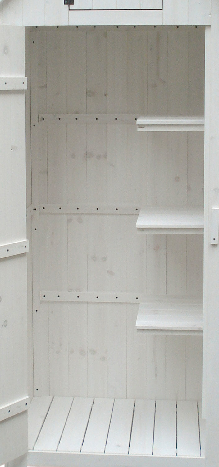 Casetta Box da Giardino 77x55xH179 cm in Legno di Abete 10mm Bianco Armoire-8