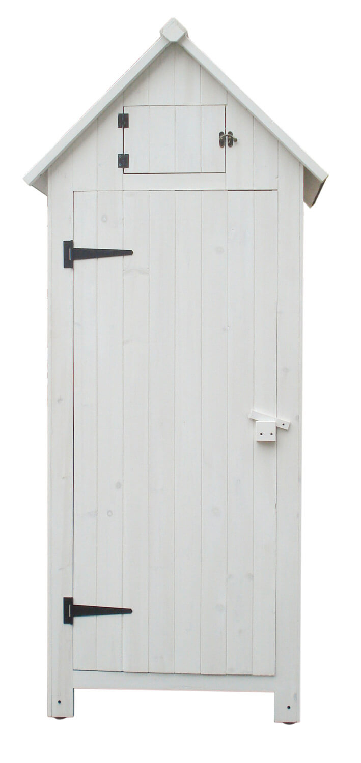 Casetta Box da Giardino 77x55xH179 cm in Legno di Abete 10mm Bianco Armoire-9