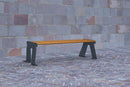 Panchina 3 Posti da Esterno 172x52x44,5 cm in Acciaio Zincato Senza Schienale Antracite e Marrone-2