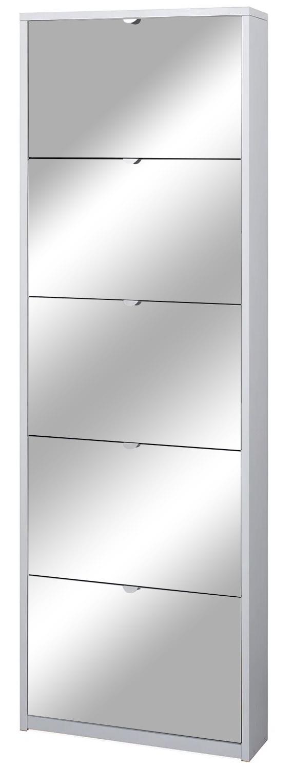 Scarpiera 5 Ante con Specchio 63x190x18 cm Bianco Fiammato online
