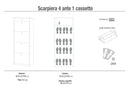 Scarpiera 4 Ante 1 Cassetto 63x164x29 cm Ossido Bianco-2