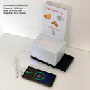 Porta Menu Dispenser Tovaglioli da Tavolo con Presa USB Ricarica Smartphone Asse Bianco-3