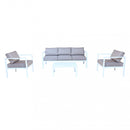 Set Salotto da Giardino Divano 2 Poltrone e Tavolino con Cuscini in Alluminio Bianco-1