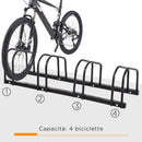 Rastrelliera Porta Biciclette 4 Posti 110x33x27 cm in Acciaio Nero-4