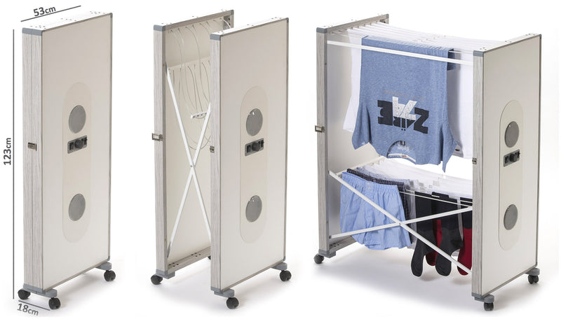 Stendibiancheria Elettrico Asciugabiancheria - 1500W, Timer 240 Min, Portata 30kg, Dimensioni 70x50x150 Cm