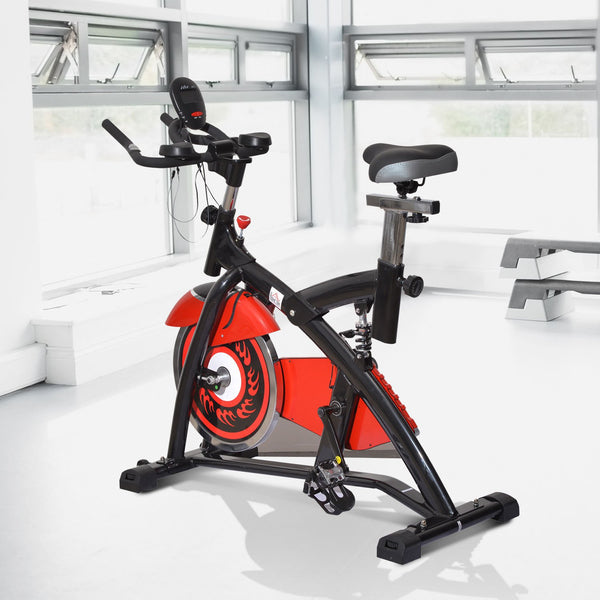 acquista Spin Bike Indoor Allenamento Aerobico con Display a LED Nero e Rosso