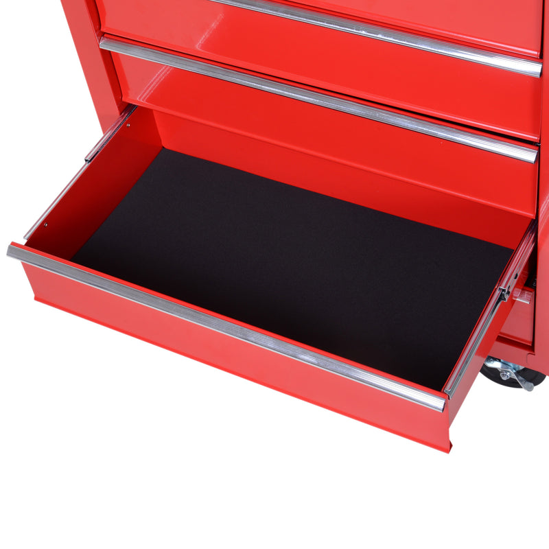 Carrello da Lavoro con 5 Cassetti Porta Utensili 69x33x75 cm in Acciaio Rosso-9