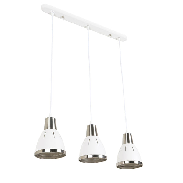 acquista Lampada Moderna di Design a Sospensione 3 Luci in Metallo Bianco Ø13x16x55 cm