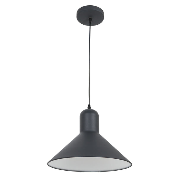 Lampada Design a Sospensione Corpo in Metallo Nero Esterno Bianco Interno Ø34,5x28 cm sconto
