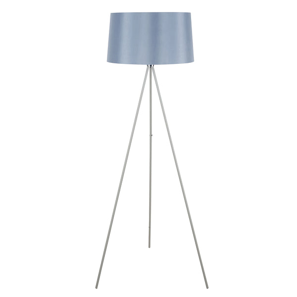 online Lampada da Terra Treppiede in Metallo con Paralume in Lino Grigio Ø48x156 cm