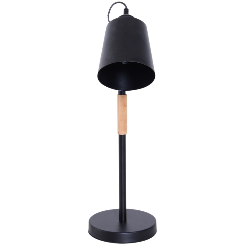 Lampada da Tavolo con Angolo Regolabile in Metallo e Legno Nero 30x18x62 cm -4