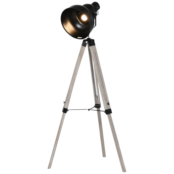 online Lampada da Terra Tripode in Legno con Paralume in Metallo 63x63x100-146 cm E27  Nera