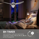 Ventilatore da Soffitto 3 Pale e Lampada LED Ø132x40 cm 6 Velocità Bianco-5