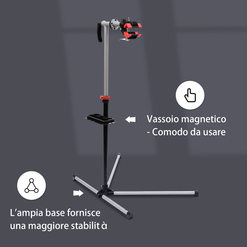 Cavalletto Supporto per Bicicletta con Piedistallo e Vassoio in Acciaio 84x75x100-160 cm -5