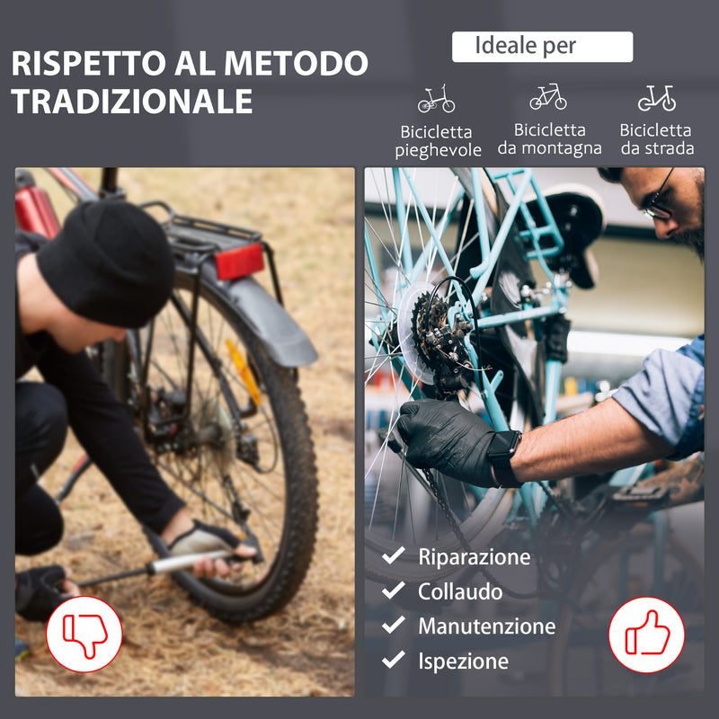 Cavalletto Supporto per Bicicletta con Piedistallo e Vassoio in Acciaio 84x75x100-160 cm -6