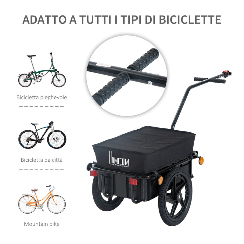 Rimorchio Carrello per Bicicletta Porta Oggetti in Acciaio 144x59x80 cm -4
