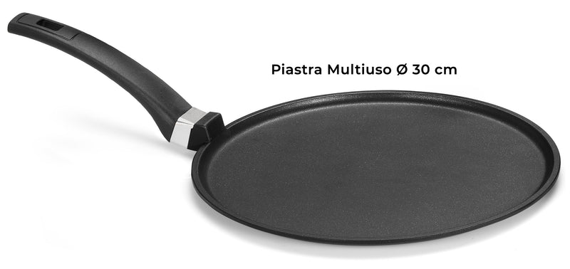 Set 4 Pezzi Bistecchiera + Piastra Multiuso in Alluminio Pressofuso Antiaderente Olympia Supreme-2