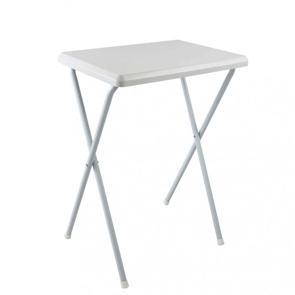 Tavolino Alto 52x38x68 h cm in Metallo e PVC Bianco sconto