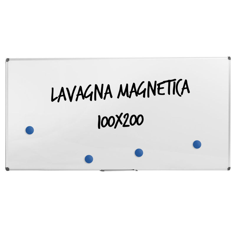 Lavagna per Ufficio Magnetica 200x100 cm in Alluminio Silver-5
