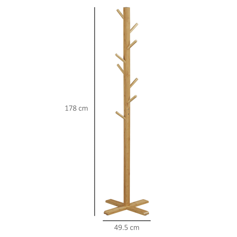 Appendiabiti da Terra 49,5x 49,5x 178 cm in Legno di bambù Naturale-3