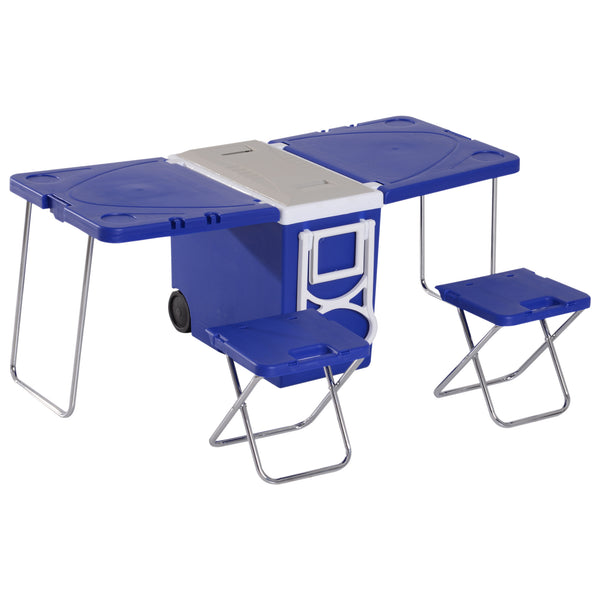 Set Tavolo da Campeggio con Box Refrigerante e 2 Sedie Pieghevoli online