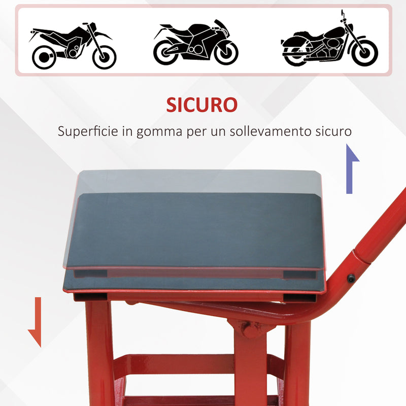 Cavalletto Solleva Moto Altezza Regolabile in Acciaio Rosso 28x34x30-40 cm -6