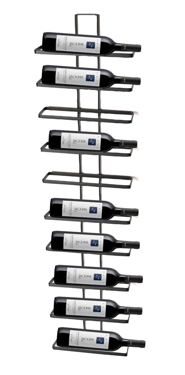Portabottiglie 10 Bottiglie di Vino da Parete 27x10,5x126 cm in Ferro  Battuto Nero