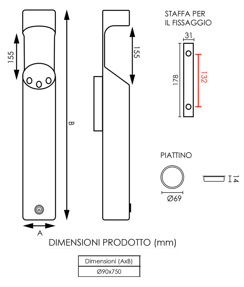 Posacenere da Parete Ø9 cm in Metallo Nero Opaco 3L per Esterno-7
