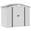 Casetta Box da Giardino Porta Utensili 213x130x185 cm con Porte Scorrevoli in Acciaio Bianco-1