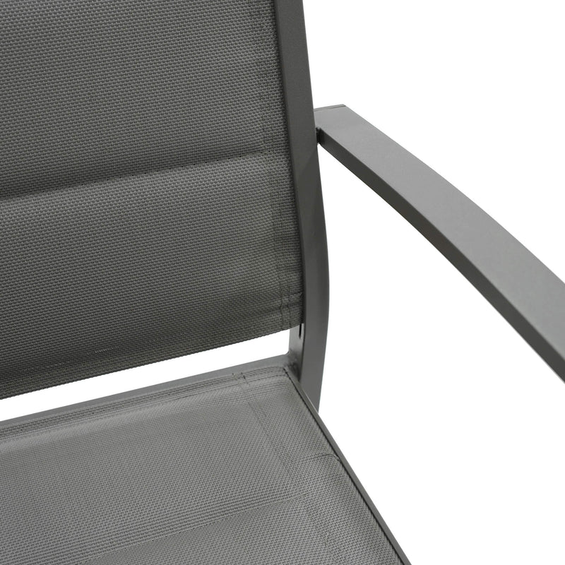 Set Sedie Esterne Set 6 Sedie Da Giardino Olbia Impilabili - Metallo E Textilene Grigio Antracite | Pratiche E Moderne Set Sedie Da Giardino