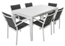 Set Tavolo e 6 Sedie da Giardino in Alluminio e Textilene Bianco e Grigio Antracite-1