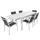 Set Tavolo e 6 Sedie da Giardino in Alluminio e Textilene Bianco e Grigio Antracite-2