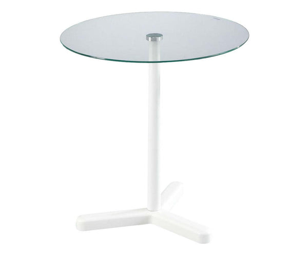 Tavolino Ø45xH48,5 cm in Vetro Temperato e Metallo Tako Trasparente e Bianco acquista