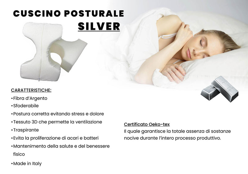 Cuscino Posturale Silver per Sciatalgia Gambe Schiena in Poliuretano Bianco-3