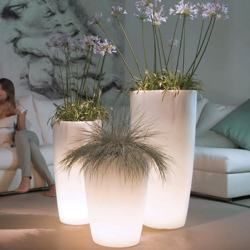 Vaso Luminoso da Giardino a LED Ø40 cm in Resina 5W Cypress Bianco Freddo-2